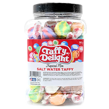 Taffy Delight Tropical Mix Salt Water Taffy 16oz Jar